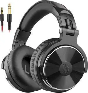 Wired Over-Ear Headphones with Mic | Noise Cancelling Earcups & Studio DJ Headphones with Dual Ports for Computer-Black