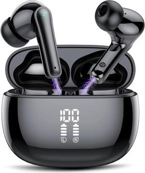 Wireless Earbuds, In Ear Headphones Bluetooth 5.3 with 4 HD Microphone, 48hr Playtime Wireless Headphones, Deep Bass, ENC Noise Cancelling Earbuds IP7 Waterproof Earphones LED Display USB-C