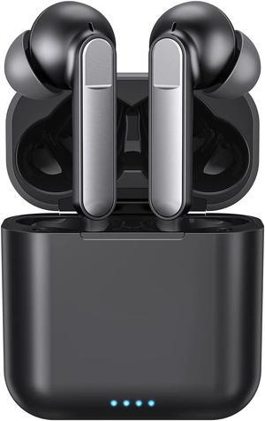 Wireless Earbuds, Bluetooth 5.1 Earbuds Noise Cancelling Wireless Headphones, Deep Bass with Type C Charging Case Waterproof Built-in Mic Headset for iPhone Android Black