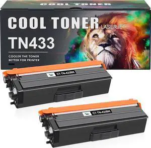 Cool Toner Compatible Toner Cartridge Replacement for Brother TN433 TN-433 TN433BK TN431 Brother MFC-L8900Cdw HL-L8360Cdw HL-L8260Cdw MFC-L8610Cdw HL-L8360Cdwt 8900Cdw 8360Cdw Printer (Black, 2-Pack)