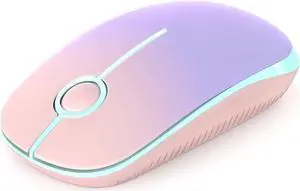 2.4G Slim Wireless Mouse with Nano Receiver, Less Noise, Portable Mobile Optical Mice for Notebook, PC, Laptop, Computer, MacBook MS001 (Pink to Purple)
