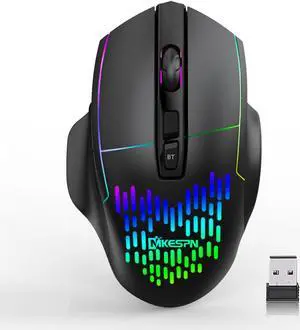 Wireless Gaming Mouse, C8 Silent Click Rechargeable Wireless Mouse with Colorful LED Lights and Bluetooth Mouse Multi Device(BT5.0+BT3.0+2.4G) for Laptop/PC/iPad/MacBook/Tablet