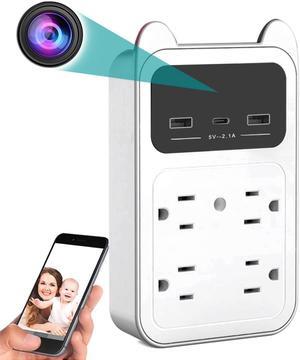 Hidden Camera Wifi with Remote View-2K HD Wall Out Hidden Camera Charger-Nanny Cam for Home/Office/Hotel