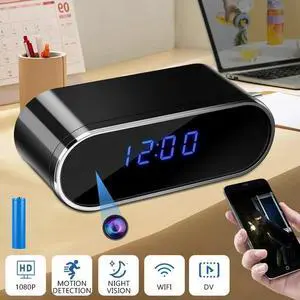 Mini Camera Clock, MDHAND Camera Recorder HD 1080P WIFI Alarm Clock Camera Security Motion Detection Night Vision Anti-theft Surveillance without 32G Memory Card