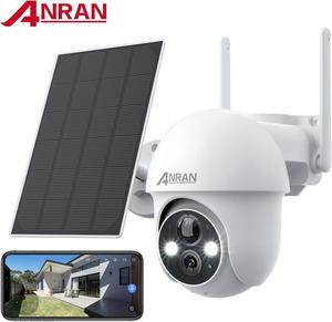 2K Solar Security Camera with Spotlight, ANRAN 360° View Wireless Outdoor Camera, Waterproof PIR Detection, Rechargeable Battery Powered Home Surveillance Camera with Color Night Vision 2-Way Audio