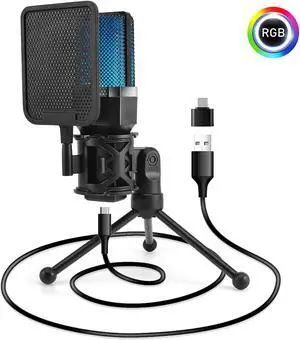 USB Gaming Microphone, X1S RGB Wied Microphone for PC Computer