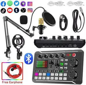 Microphone Bundle, Audio Mixer BM-800 Podcast Microphone with Voice Changer, Studio Equipment for Laptop Computer Vlog Living Broadcast Live Streaming YouTube TikTok