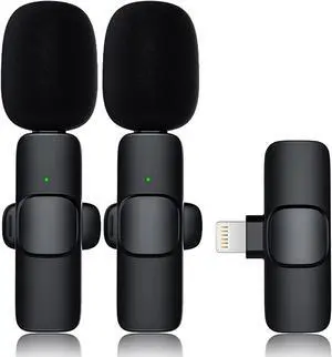 Wireless Lavalier Lapel Microphone for iPhone iPad,Mini Recording Phone Mic for Live Stream,for Video Recording,Interview,TikTok,Facebook Live,YouTube,Clip-on Plug & Play Auto-sync