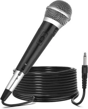 Professional Handheld Wired Dynamic Microphones with 10' Cable, 1/4" Socket for Singing, Speech, Wedding and Stage