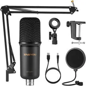 USB Microphone Bundle Condenser Mic Set for Computer Laptop Plug & Play for Recording Podcasting Gaming Singing Streaming Youtube Video