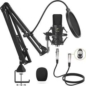XLR Condenser Microphone, Professional Cardioid Studio Mic Kit with T20 Boom Arm (TC20)