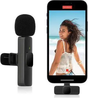 Wireless Lavalier Microphone for iPhone - Lapel Microphone Wireless Microphone with Clip Mini Lapel Mic for External Recording Video Recording