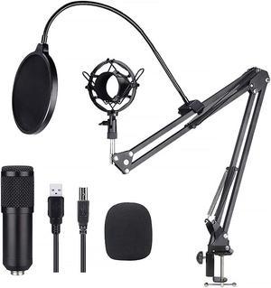PC Streaming Podcast Microphone Kit with Arm Stand & Pop Filter, Professional Condenser Mic Kit for Recording, Gaming, Singing, YouTube