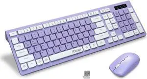 Wireless Keyboard and Mouse Combo, Full Size Wireless Keyboard and Mouse, 2.4G Keyboard and Mouse Set for Mac, PC, Laptop, Windows, Desktop (Purple)