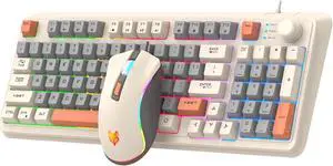 Wired Gaming Keyboard and Mouse Combo, Controllable Breathing Backlit, Ergonomics Mouse and Keyboard for Windows,Mac