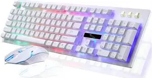 Gaming Keyboard and Mouse Combo, RGB Rainbow LED Backlit Keyboard, PC Gaming Keyboard Mechanical, 6 Changing Colors Mouse, USB Wired Keyboard Gaming for Windows Computer PC Gamer Laptop Office Work