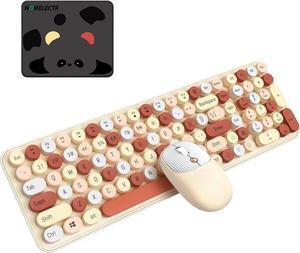 Wireless Keyboard and Mouse Combo with Cute Panda Mouse Pad, 2.4GHz Cordless Ergonomic Compact 105 Full Size Keyboard Mouse Set for PC, Laptop