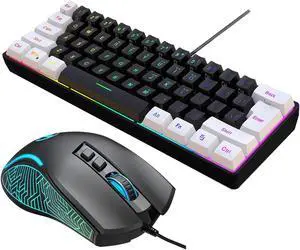 USB Keyboard and Mouse Combo, Wired Gaming Mouse, Colorful LED Lighting, 4-Level DPI Max.3600DPI for PC Laptop