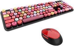 Keyboard Mouse Combo, Colored Cute Keyboard,2.4G Wireless Keyboard Set Circular Suspension Key for PC Laptop Black