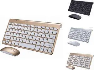 Wireless Keyboard & Mouse, Cute Keyboard for PC, Desktop & TV-Gold