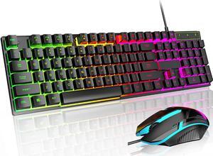 Keyboard and Mouse Combo,Computer Keyboard with RGB Backlit,Ergonomic Keyboard Design,Mechanical Keyboard with 104 Keys,Quiet Silent USB Membrane Keyboard for Desktop,Computer,PC