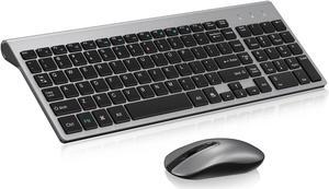 Wireless Keyboard Mouse Combo, cimetech Compact Full Size Wireless Keyboard and Mouse Set 2.4G Ultra-Thin Sleek Design for Windows, Computer, Desktop, PC , Notebook - (Grey)