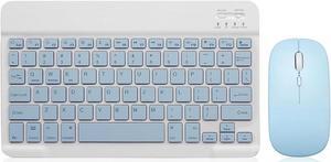 Wireless Keyboard and Mouse Combo, Ultra-Slim 78 Keys bluetooth Keyboard for Tablet, Support Windows, Mac, IOS, Android Devices, Blue