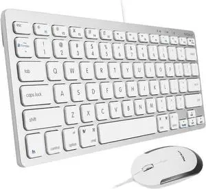 USB Wired Keyboard and Mouse Combo for Mac and PC - Save Space with a Compact Small Mac Keyboard and Mouse for MacBook Pro/Air, iMac, Mac Mini/Pro - Compatible Apple Keyboard and Mouse