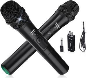 2-Pack Dual USB Professional VHF Wireless Microphone System Kits with Receiver for Karaoke, Operates frequency 658.8  658.8 Mhz band, Voice Amplifier, Sing, Speech Conference etc