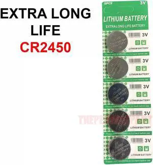 5 PACK Super Fresh Long CR2450 ECR 2450 3v LITHIUM Coin Cell Battery Exp. 2029