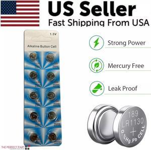 10 PCS LR1130 AG10 389 Alkaline Battery 1.5V Button Cell for Watch Calculator US