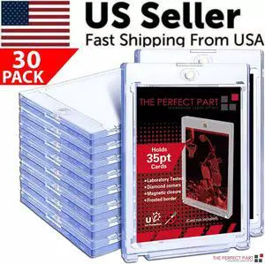 30 Pack Magnetic Trading Sports Card Holders 35pt One-Touch Hard UV Protection