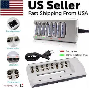 8 Slot Battery Charger For Ni-MH Ni-CD AA AAA Rechargeable Batteries Fast Charge