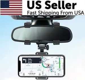 Universal 360 Rotation Car Rear View Mirror Mount Stand GPS Cell Phone Holder US