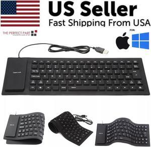 Waterproof Silicone Keyboard Foldable Flexible USB Dustproof DirtProof Full Size