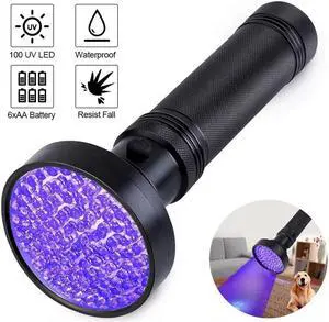 UV Ultraviolet Light 100 LED Flashlight BlackLight 395nM Inspection Lamp Torch