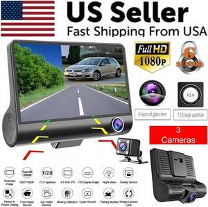 1080P 4" Dual Lens HD Car DVR Rearview Video Dash Cam Recorder Camera G-Sensor