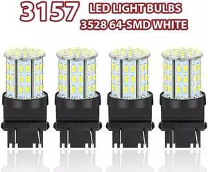 4X 3157 3156 64SMD LED Reverse Tail Brake Turn Signal DRL Light Bulb 6000K White