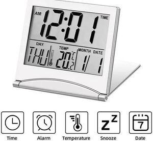 Digital Travel Alarm Clock Foldable Temperature LCD Clock Compact Desk Timer New