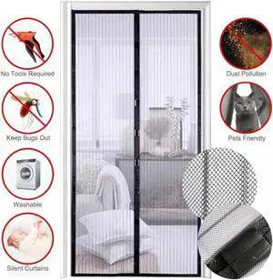 Magnetic Screen Door Mesh Curtain Durable Heavy Duty Mosquito Net Bug Hands Free