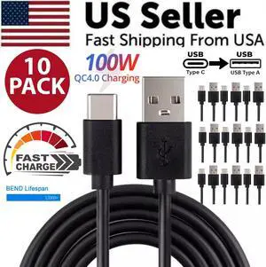 10x Type C to USB-A Fast Charge Cable Cord Charging Quick Charger Bulk Wholesale