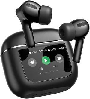 Wireless Earbuds With Smart Touch Screen Charging Case 50H Playback Deep Bass Stereo Ear Buds Bt 5.3 Smart Earphones Headsets With Mic IPX5 Waterproof For Laptop Pad Phones