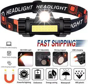 LED Lampara De Cabeza Recargable Luz De La Cabeza Linterna Para Pescar Camping