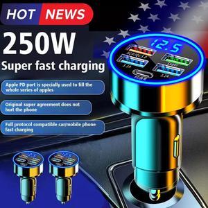 Car Charger LED Cigarette Lighter Socket 4Port USB Super Fast Charging +Type-C