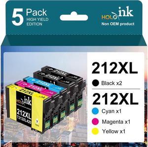 HOINKLO 212XL Ink Cartridges Remanufactured Replacement for 212 T212 T212XL for Workforce WF-2830 WF-2850 Expression Home XP-4105 XP-4100 Printer (2 Black 1 Cyan 1 Magenta 1 Yellow, 5-Pack)