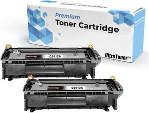 2PK Ultra Toner® Compatible Replacement for 12A Q2612A q2612 hp12a Black Toner Cartridge for Laserjet 1010 1012 1018 1020 1022 1022n 1022nw 3015 3020 3030 3050 3052 3055 M1319 M1319f (2 Pack)