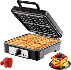 4 Slices Square Waffle Maker 1200W Electric Non-Stick Waffle Iron 120V