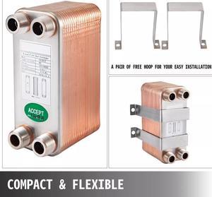 Heat Exchanger Brazed Plate Heat Exchanger 3/4" MNPT 40-Plate for Heating