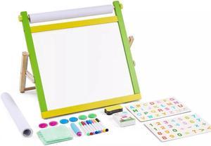 3-in-1 Tabletop Kids Art Easel Double-Sided Magnetic Whiteboard Chalkboard