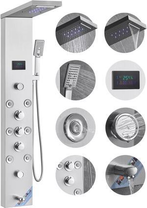 Shower Panel Tower System 6 Modes Hydroelectricity LED Stainless Steel